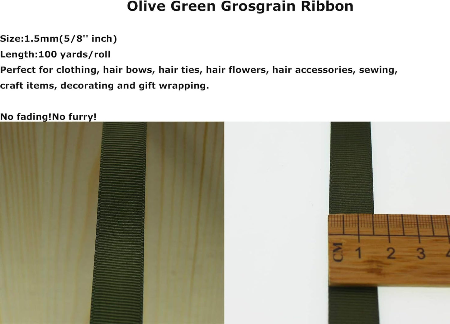 Jesep One Roll 100 Yards 5/8" Soild Grosgrain Ribbon Boutique Gift Wrapping Package Ribbon, DIY Crafts Bow Hair Headband Accessories Assorted Ribbon #570(5/8" 15mm, Olive Green)