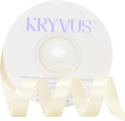 Beige Satin Ribbon 3/8 inch X Continuous 25 Yards, Single Face Polyester Ribbon Perfect for Gift Wrapping, Flower Bouquet, Wedding Decor, Crafts, Bow Making, Sewing and More