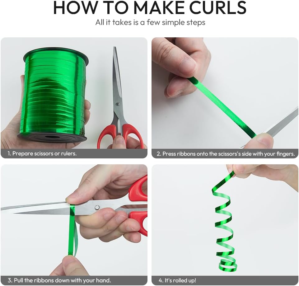 Green Curling Ribbon, 1/5" Wide x 500 Yards Christmas Curling Ribbons for Gift Wrapping, Party Decoration, Balloon String, Hair, Ribbons for Florist Flower (1 Roll)