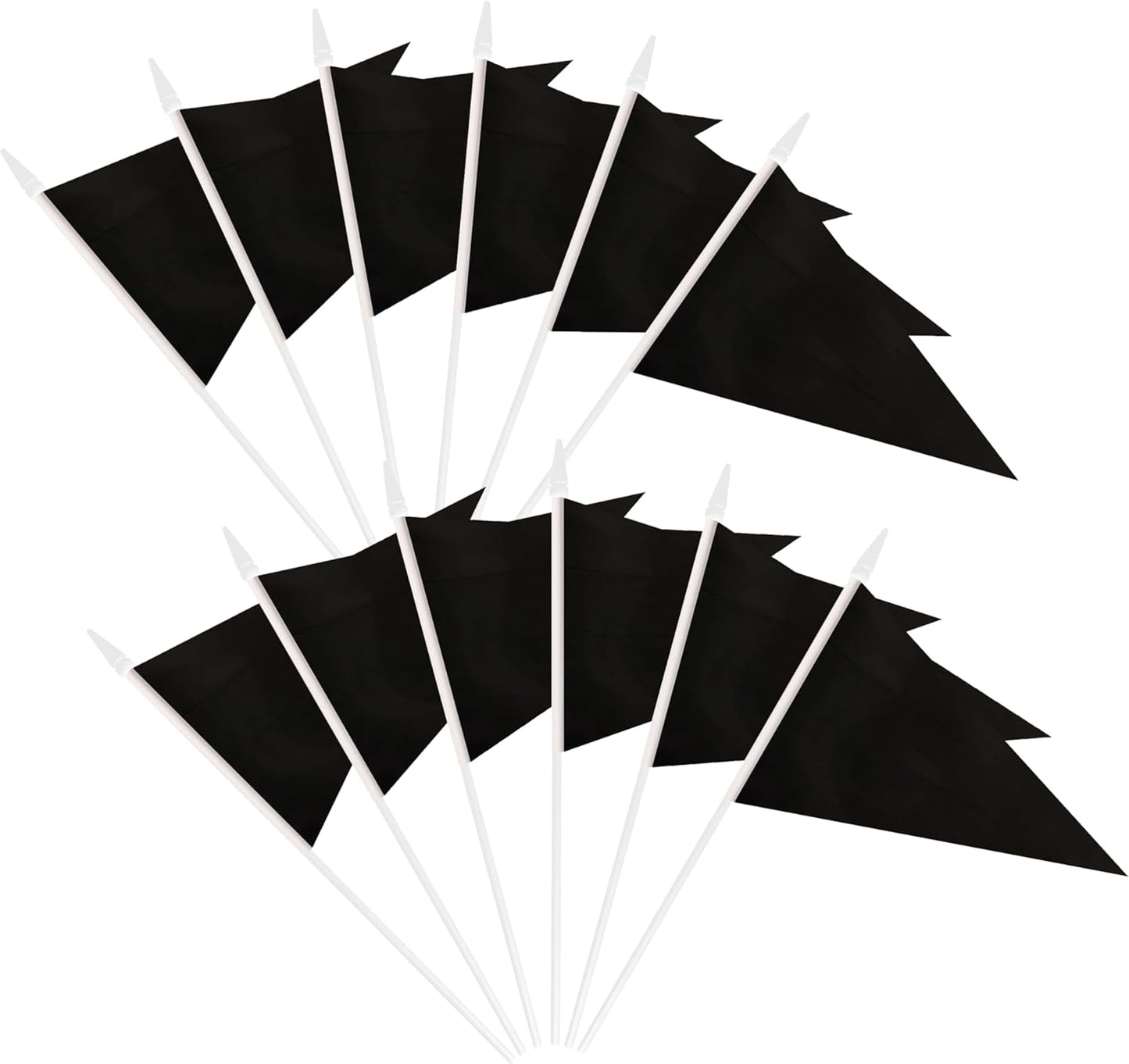 12 Pack Black Pennant Flags Small Mini Hand Held Solid Color Pennant On Sticks Flags with 12.6"Solid Pole & Spear Top,Party Events Celebration,School,Grand Opening,Kids Birthday,Sports Clubs,Flower Pot
