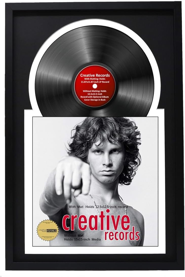 Creative Picture Frames 16" x 24" Jukebox Vinyl Frame Display with Double Black-White Matting, LP Record Album Frame for Wall Decor, Black/White, 1 Count