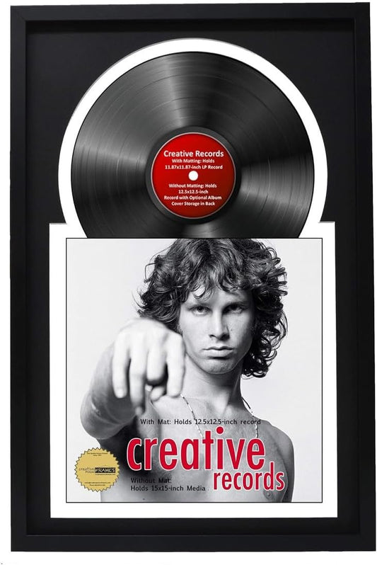 Creative Picture Frames 16" x 24" Jukebox Vinyl Frame Display with Double Black-White Matting, LP Record Album Frame for Wall Decor, Black/White, 1 Count