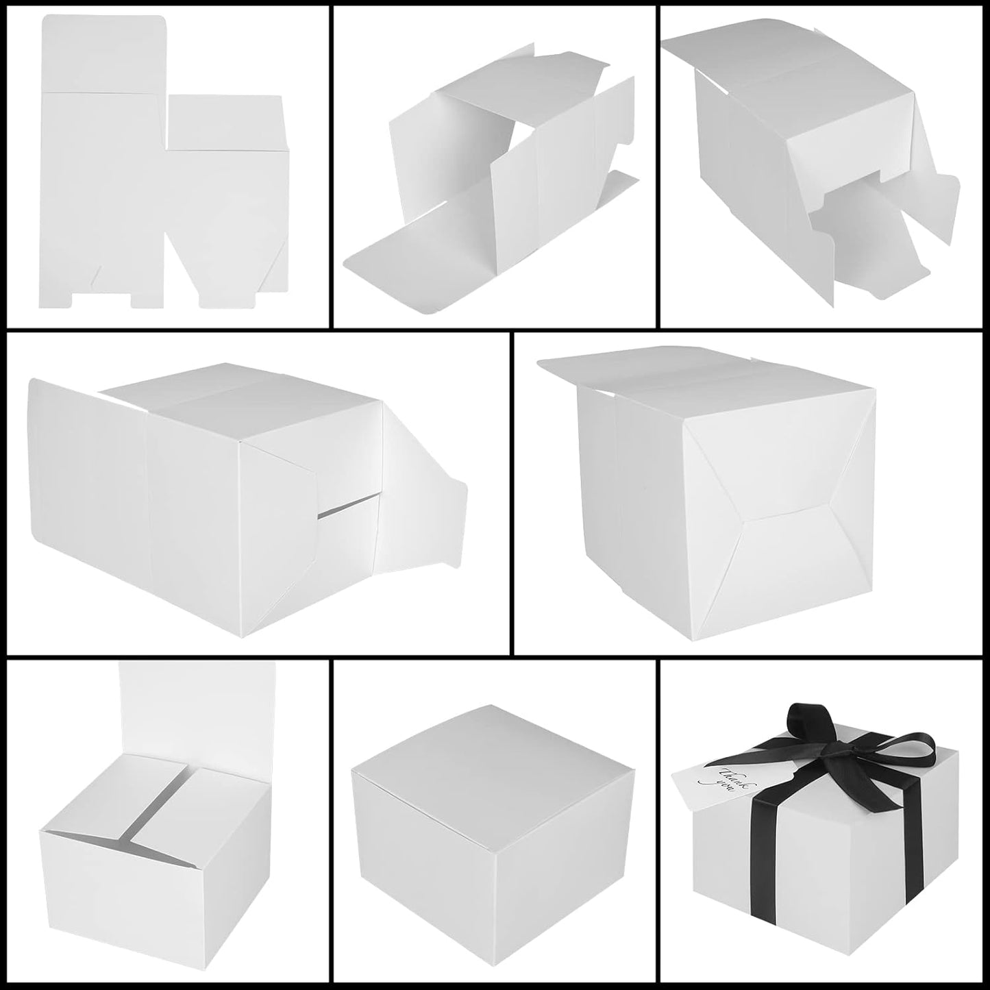 COTOPHER Small Gift Boxes 10 Pack 6x6x4 inches White Gift Boxes with Lids for Gifts, Crafting, Wedding Party Favor, Cupcake Box, Candy, Bridesmaids Proposal Box