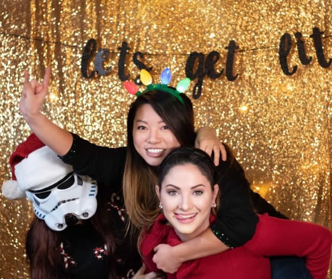 ShiDianYi 20FTX10FT Gold Sequin Photo Backdrop, Select Your Size,Wedding Photo Booth,Photography Background,Ceremony Backgrounds