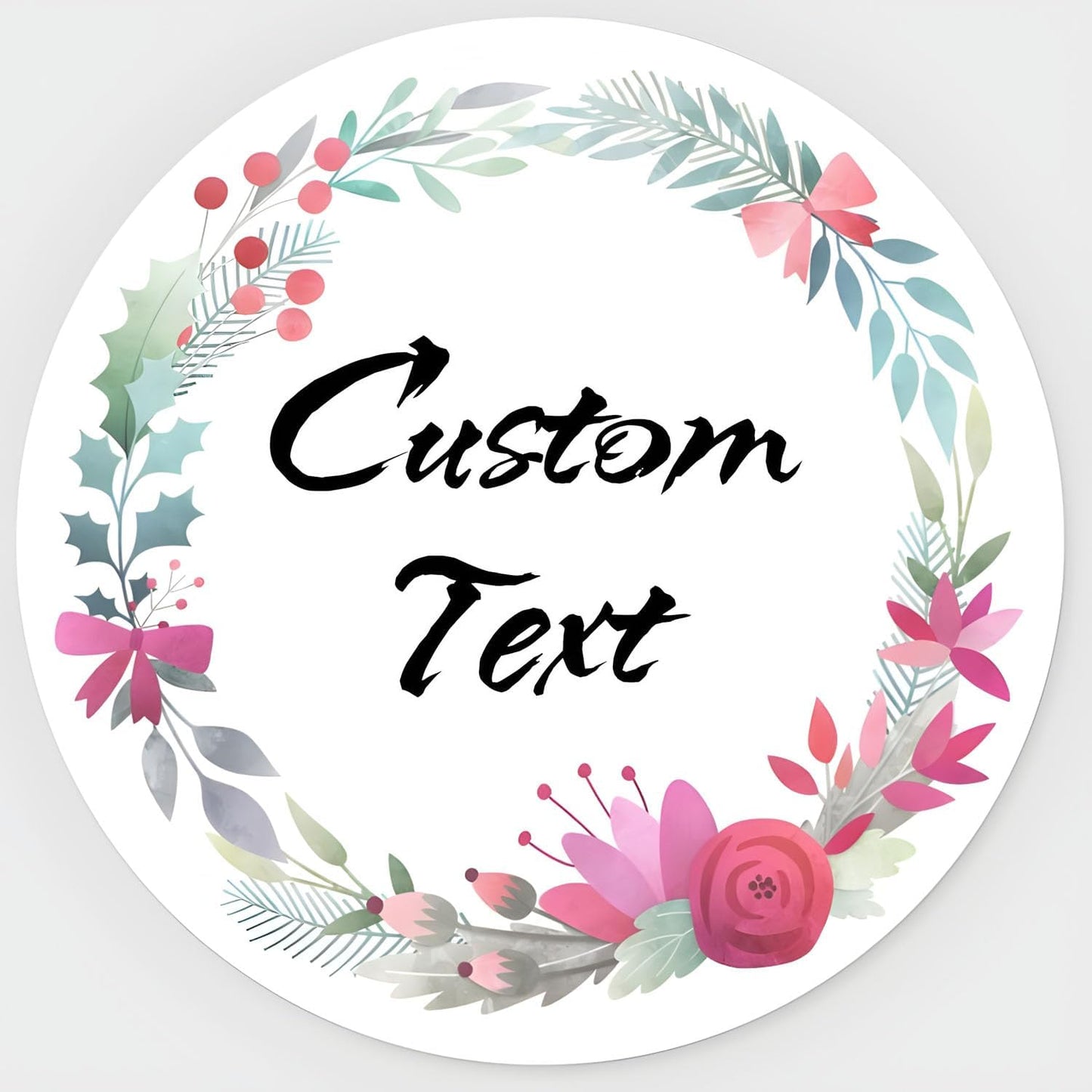 Custom Stickers for Weddings, Birthdays & Businesses - Personalized Labels with Your Logo - Waterproof, Fade and Heat Resistant - Pack of 100-1000 (Wreath U, 2.5 Inch)