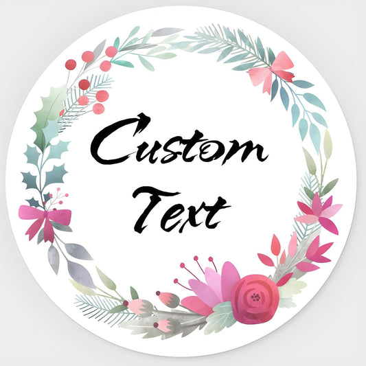 Custom Stickers for Weddings, Birthdays & Businesses - Personalized Labels with Your Logo - Waterproof, Fade and Heat Resistant - Pack of 100-1000 (Wreath U, 2.5 Inch)