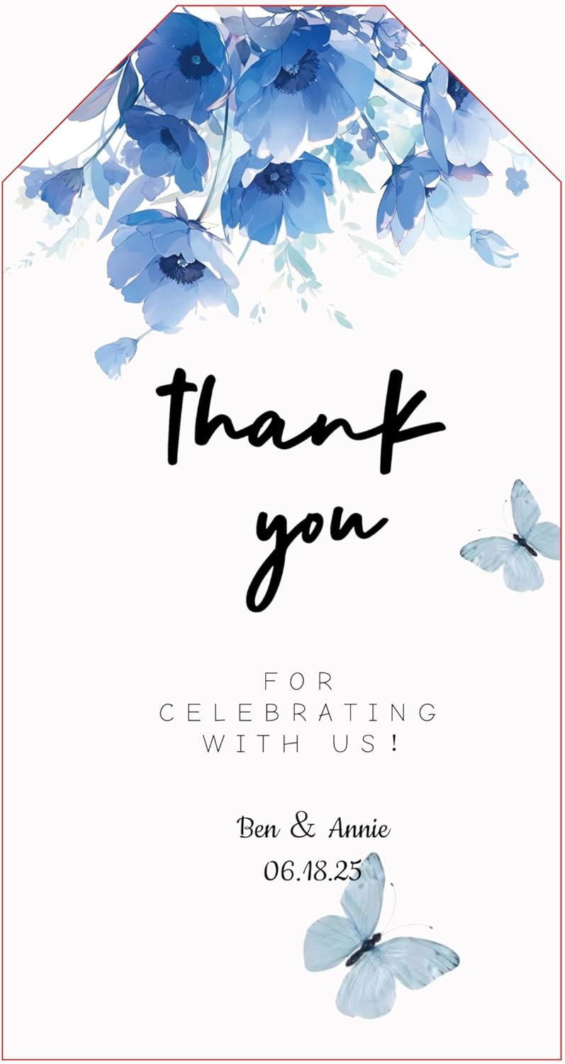 Personalized Gift Tags, Thank You Tags for Wedding Birthday Business Party Favors, Custom Hang Tags with Your Text and String, 2 X 3.75 Inch (Wreath Pattern 10)