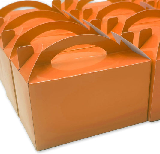 30-Pack Sunset Orange Gable Treat Boxes with Handles, 6" Pop-Up Party Favor Gift Boxes for Birthday,Wedding,Baby Shower, Eco-Friendly Candy, Cookie, Goodie Bags for Kids, Bachelorette Decor