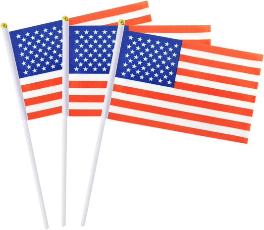 Small American Flags On Stick, Mini Handheld American USA Flag, Ideal For Party Parades Sports Events Patriotic Festival 4th Of July Decorations