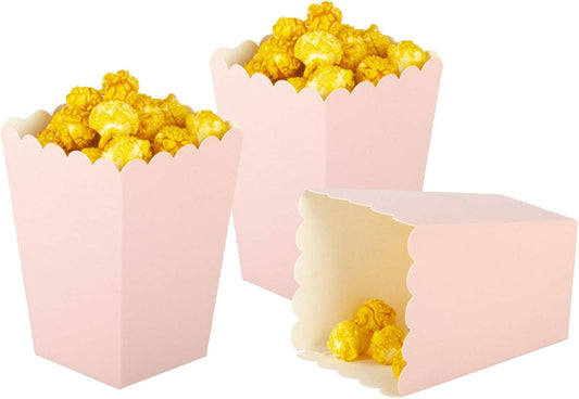 Pink Popcorn Boxes Mini Pack of 12, Paper Popcorn Container for Birthday Party, Graduation, Wedding, Carnival, Movie Night
