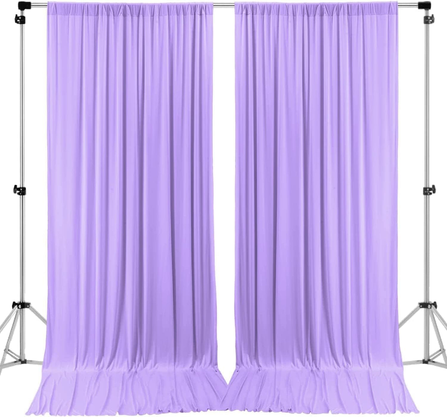 AK TRADING CO. 10 feet x 10 feet Polyester Backdrop Drapes Curtains Panels with Rod Pockets - Wedding Ceremony Party Home Window Decorations - Lavender