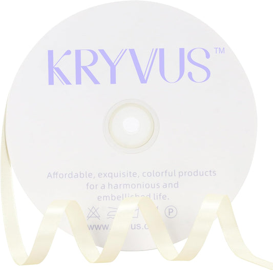 Beige Satin Ribbon 3/8 inch X Continuous 100 Yards, Single Face Polyester Ribbon Perfect for Gift Wrapping, Flower Bouquet, Wedding Decor, Crafts, Bow Making, Sewing and More