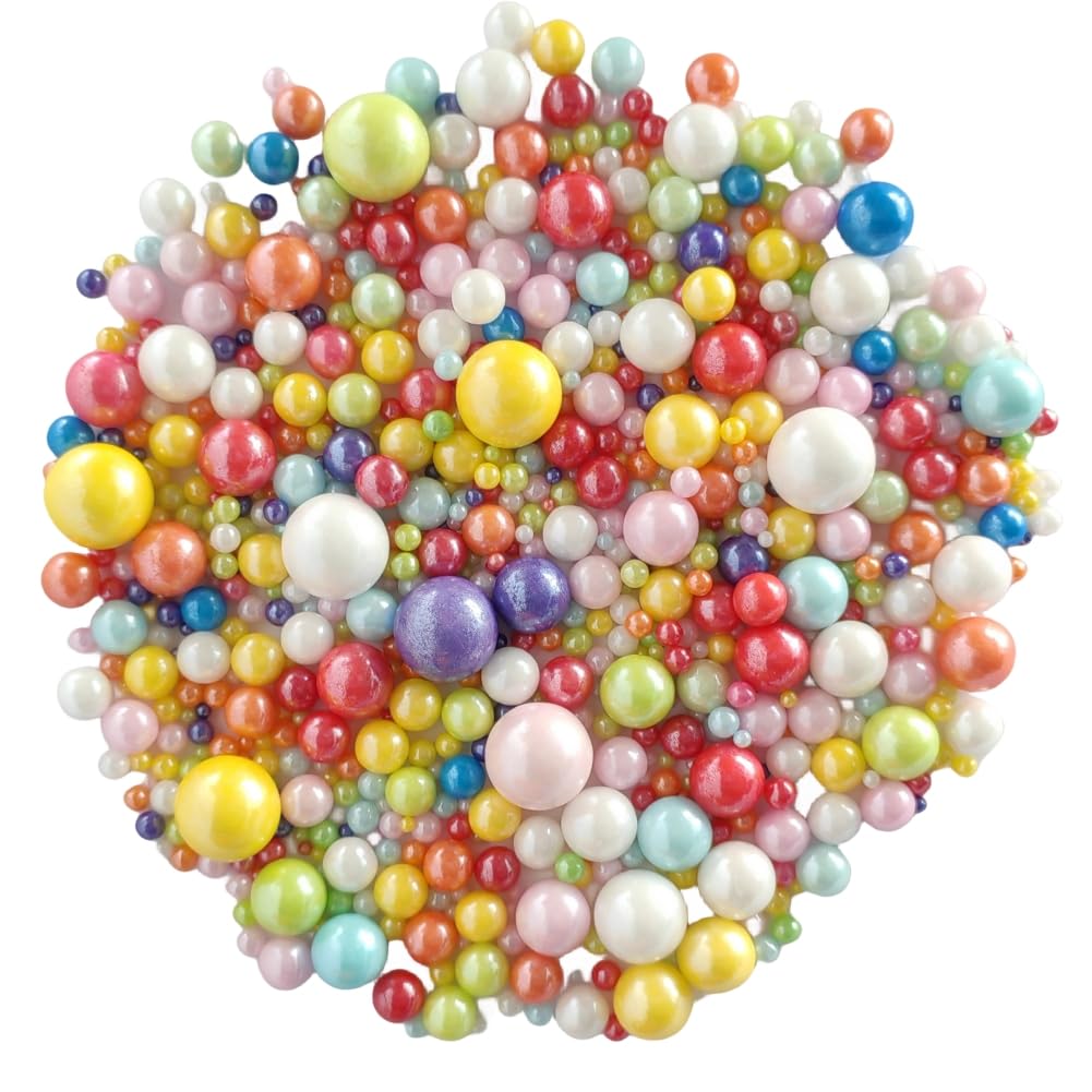 Edible Pearl Sugar Sprinkles Multicolor Candy Mixing Size Baking Edible Cake Decorations Cupcake Toppers Cookie Decorating Celebrations Wedding Valentines Easter Halloween Christmas Supplies 120g/ 4.23oz