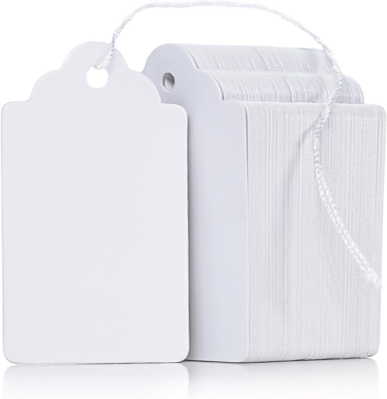 Uniclife 200 Pcs Price Tags 1.8 Inch Writable Price Labels White Price Display Tag for Pricing Clothing Jewelry Gifts Blank Hang Tag Merchandise White Marking Tags with Strings, 1.8" x 1.05"