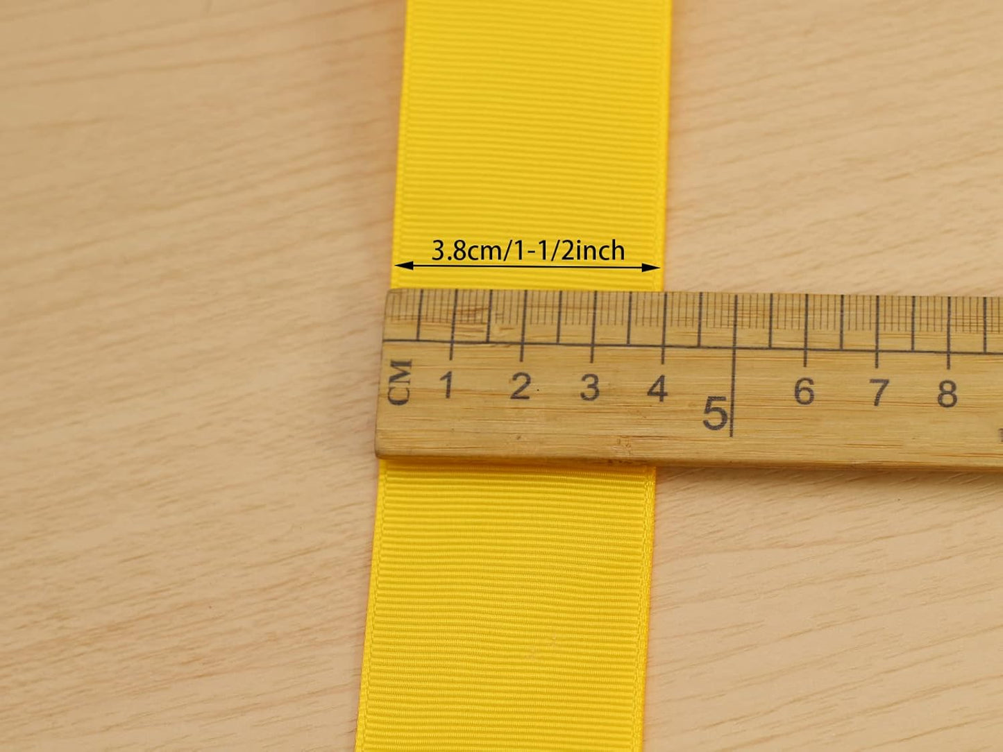 One Roll 50 Yards Soild Gold Grosgrain Ribbon 1 1/2 inch Flower Bouquets Ribbons-1.5 inch Thick Gift Wrapping Ribbon-DIY Crafts Bow Hair Headband Accessories Ribbons #642(38mm)