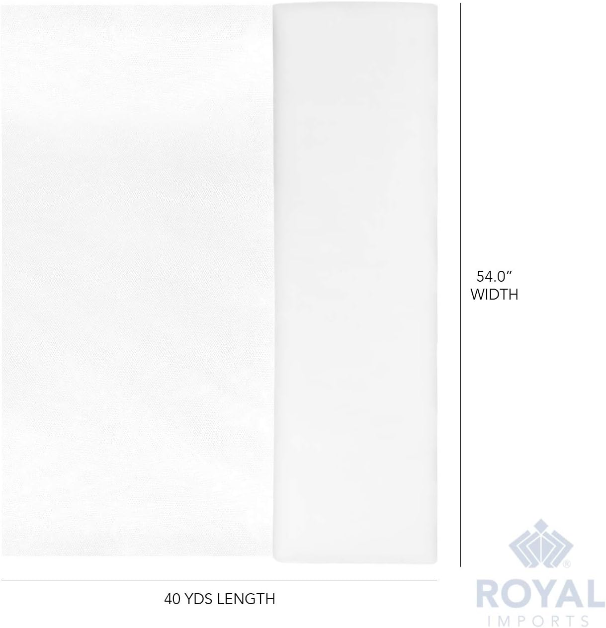 Royal Imports 54” Fabric Tulle Bolt for Wedding Party Decoration Bridal Shower - Tutu Roll, Netting Spool Ribbon Wrapping, White, 40 YDS