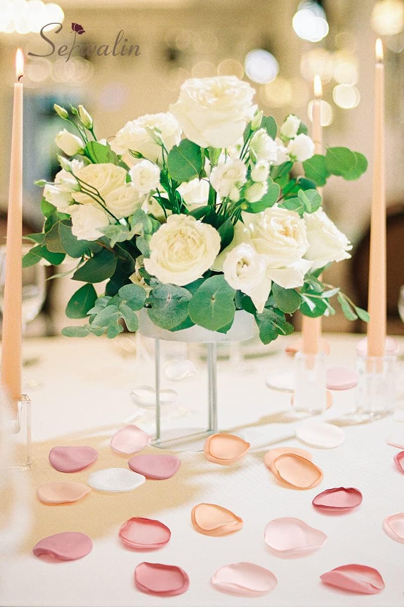 Serwalin 300Pcs Silk Rose Petals Artificial Flower Petals for Weddings Champagne Gold Petals Fake Flower Girl Petals for Wedding Flower Girl Basket Aisle Runner Bridal Shower (4 Color Mixes)