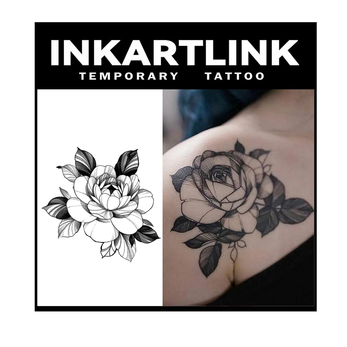 INKARTLINK Tattoo Tech, 2 Sheets Extra Large Semi Permanent Tattoo, Adult Art Design Temporary Tattoos, Lasts 1-2 Weeks, Waterproof, Realistic Look, No Adhesive, No Reflection (Butterfly and Dream)