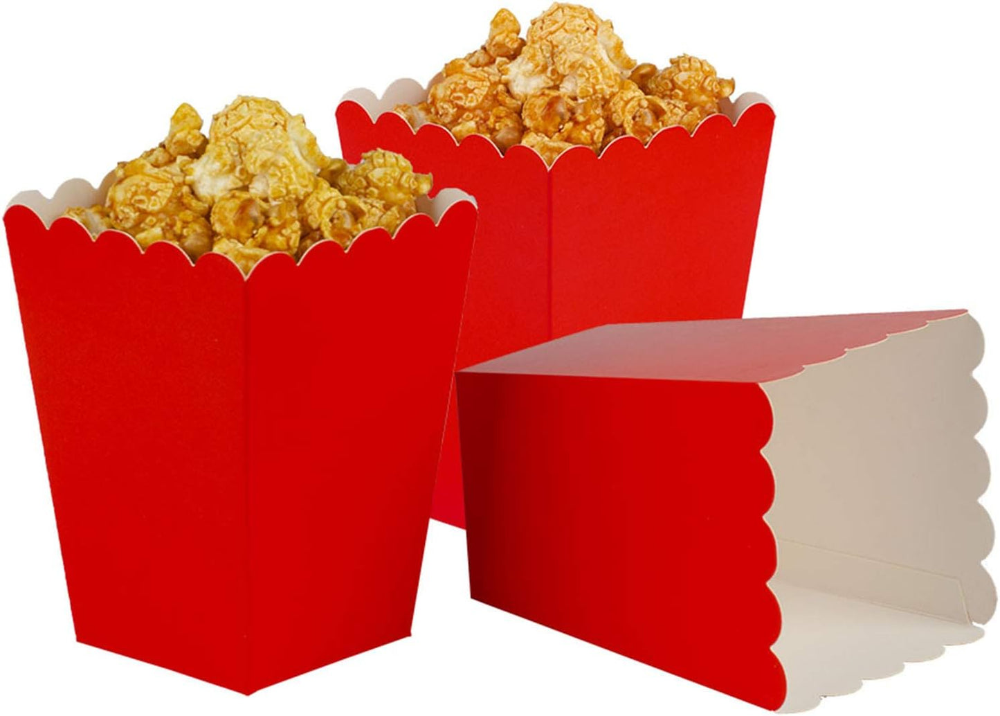 Red Mini Popcorn Boxes - Cardboard Popcorn Containers for Party, Pack of 12