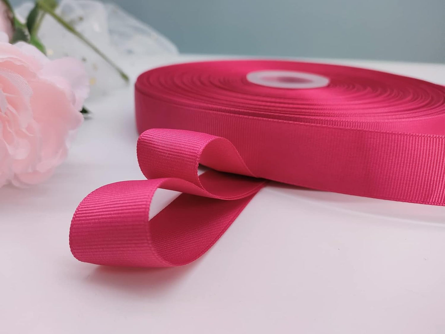 Jesep One Roll 100 Yards Soild Grosgrain Ribbon Boutique Gift Wrapping Package Ribbon, DIY Crafts Bow Hair Headband Accessories Assorted Ribbon #188(1" 25mm, Rose)