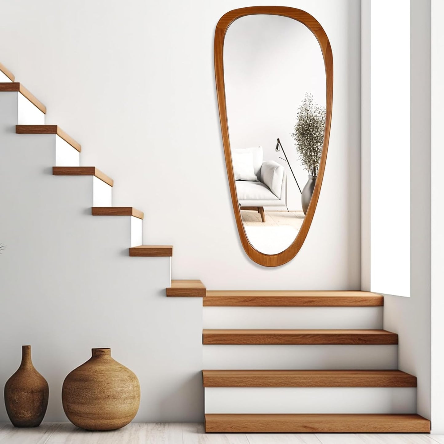 WallBeyond Asymmetrical Mirror, Irregular Mirror Full Length, Boho Wall Mirrors Decorative for Bedroom Living Room Entryway Hall, Mid Century Modern Decor 48" H x 22" W