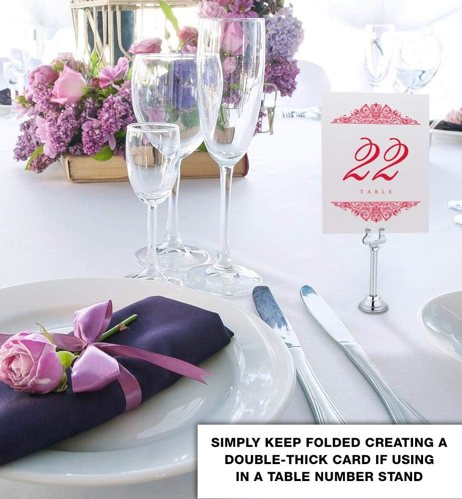 Paisley Wedding Table Numbers (Select Color/Quantity), Champagne, Ruby Red, 1-150, Double Sided, Tent or Use in a Stand, Great for Parties & Restaurants - Made in the USA