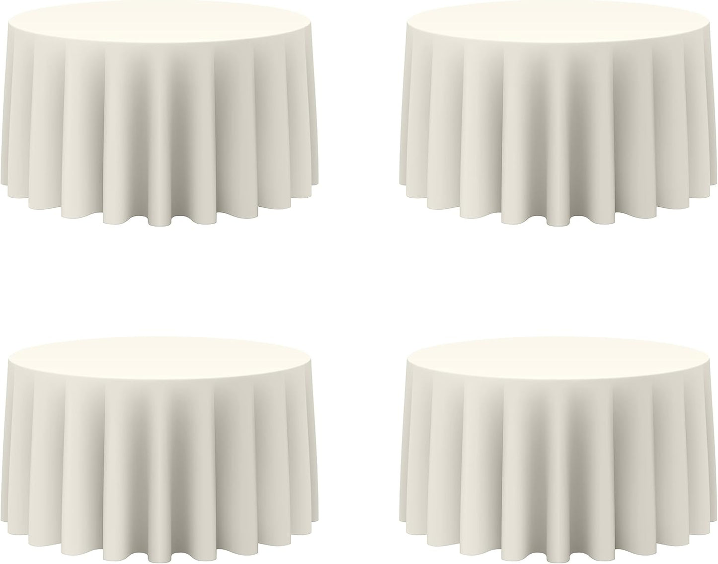 BRILLMAX 4 Pack Ivory Round Tablecloths 120 Inch - Circle Bulk Linen Polyester Fabric Washable Table Cloth Cover for Wedding Reception Banquet Birthday Party Buffet Restaurant