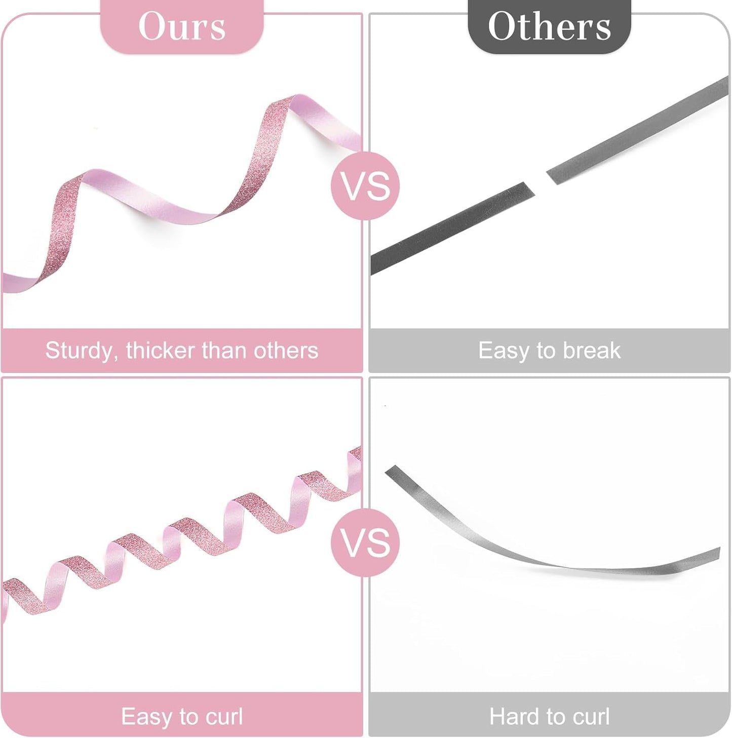 500 Yards Glitter Pink Curling Ribbon-Balloon String-Balloon Ribbon Roll for Party Decoration, Gift Wrapping, Wedding, Art Crafts, Florist Flower