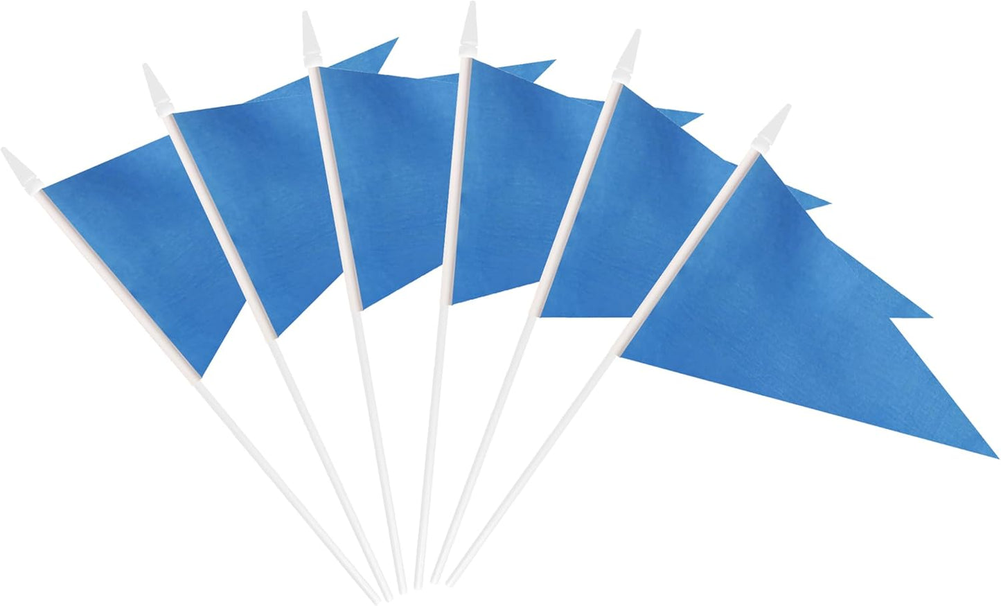 12 Pack Blue Pennant Flags Small Mini Hand Held Solid Color Pennant On Sticks Flags with 12.6"Solid Pole & Spear Top,Party Events Celebration,School,Grand Opening,Kids Birthday,Sports Clubs,Flower Pot
