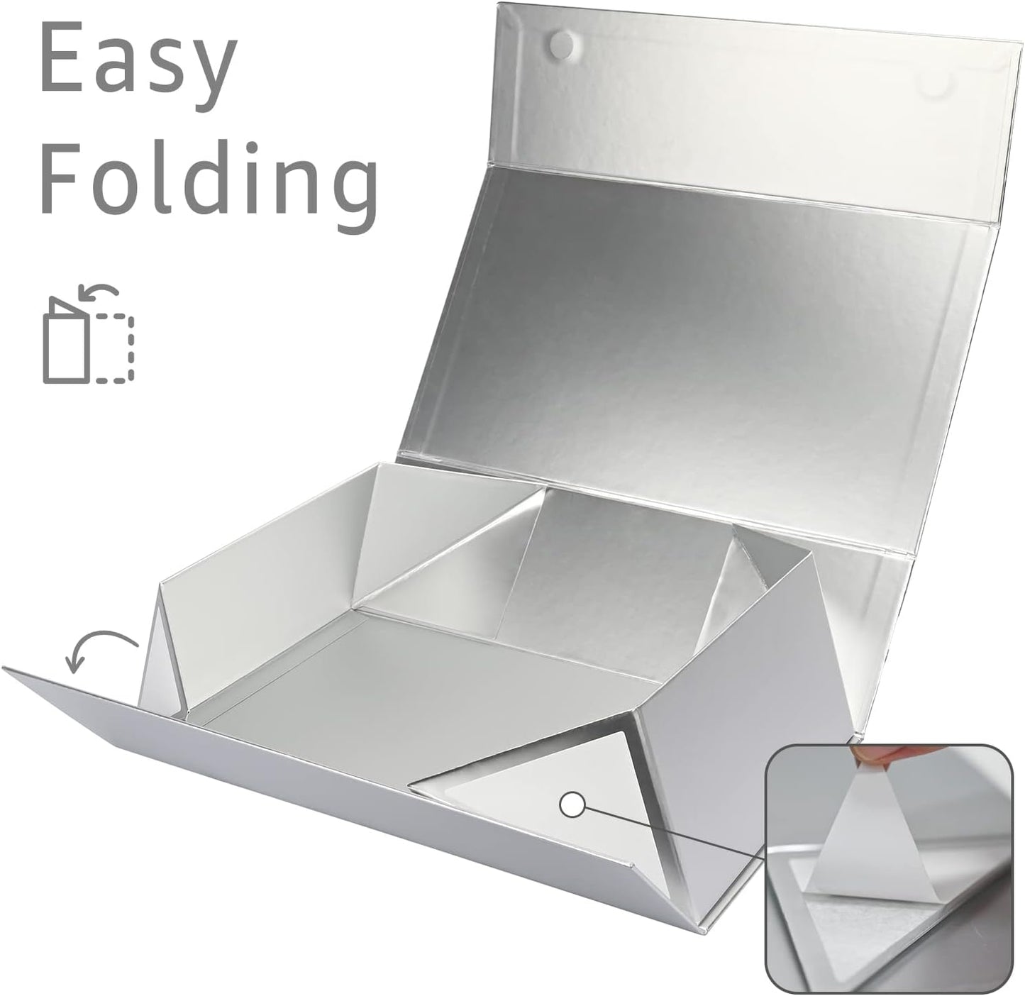 LIFELUM Large Gift Boxes with Lids,2 Pack 13.85 x 8.35 x 4.45 inch Silver Gift Boxes with Ribbon, Card, Shredded Paper Filler Gift Boxes for Presents,Graduation,Christmas,Birthdays