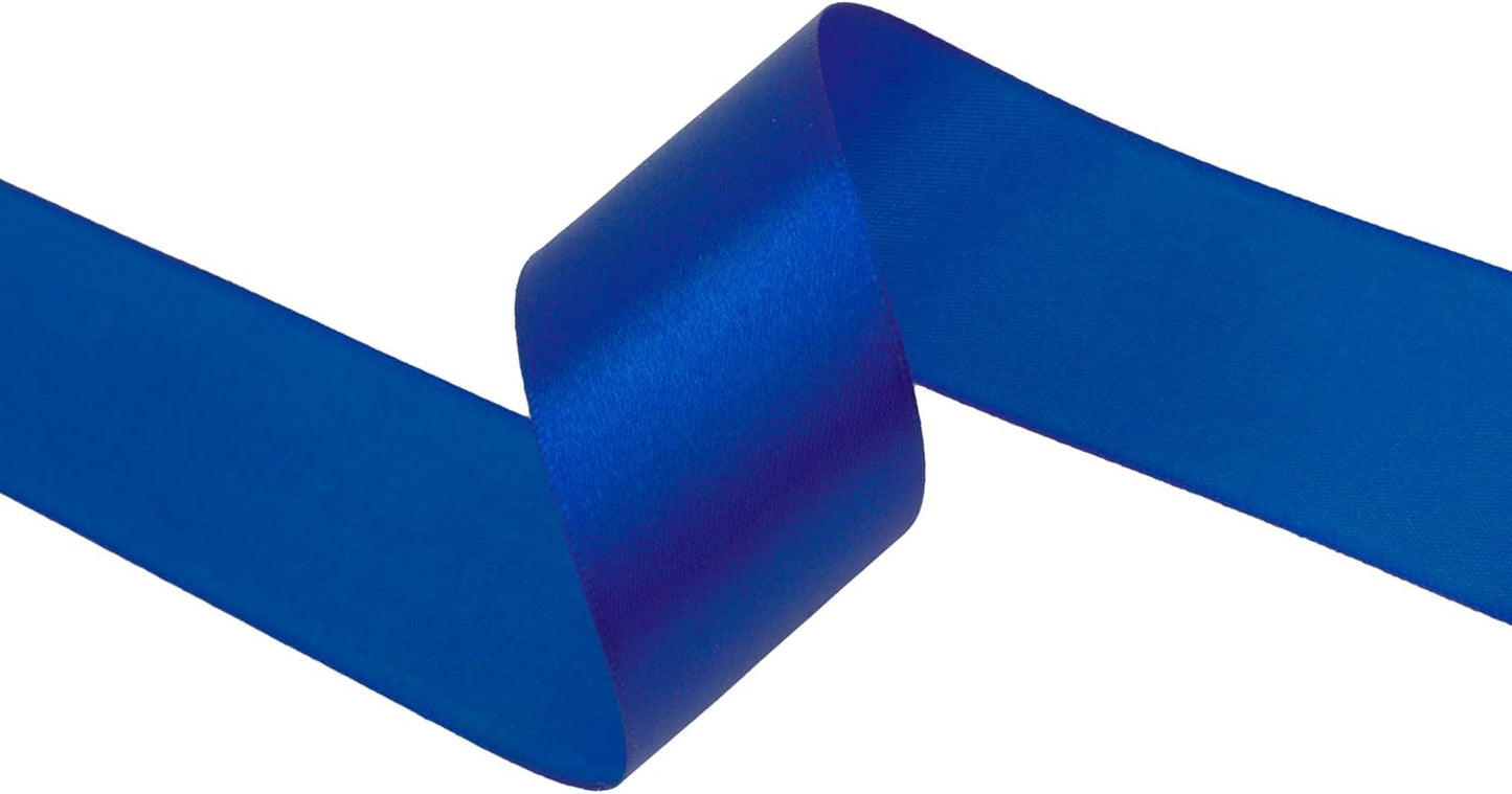 Dark Royal Blue Satin Ribbon 1-1/2 inch X Continuous 100 Yards, Single Face Polyester Ribbon Perfect for Gift Wrapping, Flower Bouquet, Wedding Decor, Crafts, Bow Making, Sewing and More