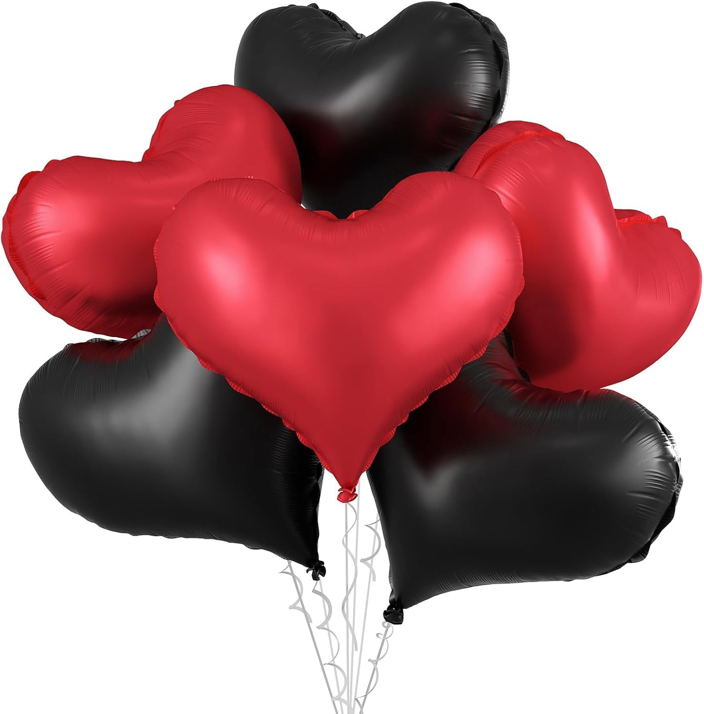 Black Red Heart Balloons,24Inch Large Red Black Heart Foil Balloons for Valentine's Day Birthday Wedding Baby Shower Anniversary Decorations