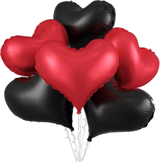 Black Red Heart Balloons,24Inch Large Red Black Heart Foil Balloons for Valentine's Day Birthday Wedding Baby Shower Anniversary Decorations