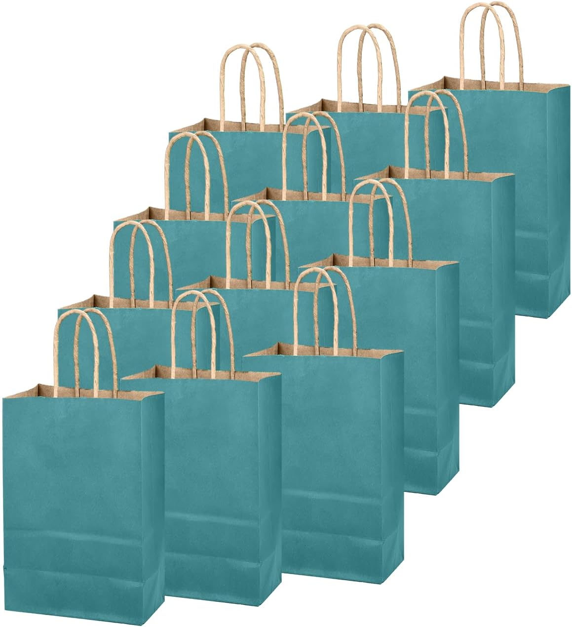 qiqee Slate Blue Gift Bag with Handles Bulk 24Pcs Paper Bags -8.3"x6"x3. 15" Party Favor Bags - Solid Color