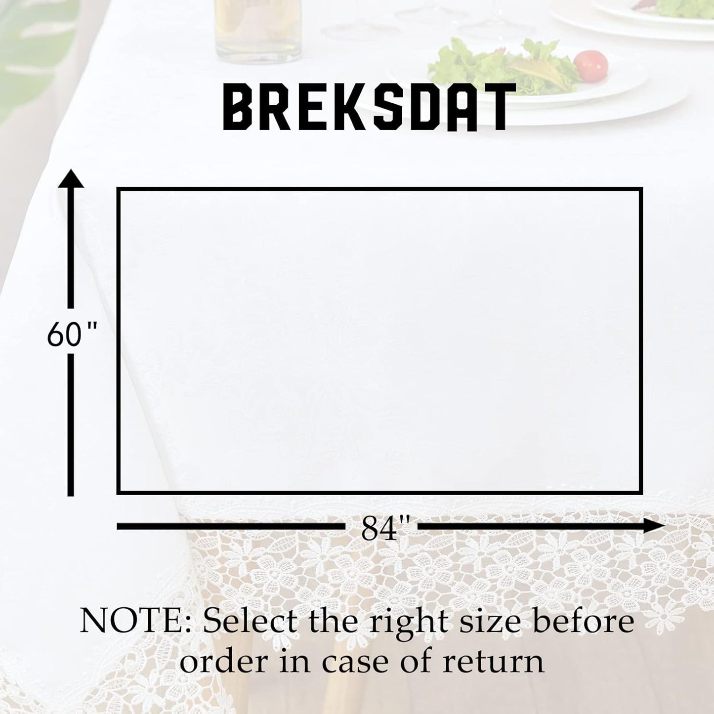 White lace Premium Rectangle Farmhouse Tablecloth Waterproof OilProof SpillProof AntiShrink Soft Wrinkle Resistant Decorative Fabric Table Cover Kitchen Dinning Party Wedding Banquet