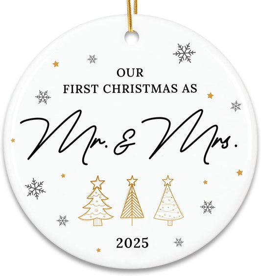 ZAGKOO Wedding Gifts for Couples 2025 - First Christmas Married Ornament, Mr and Mrs Gifts, Wedding Gift Ideas for Newly Wed, Just Married Couples, Bride - Bridal Shower Gift, 1st Christmas Decoration