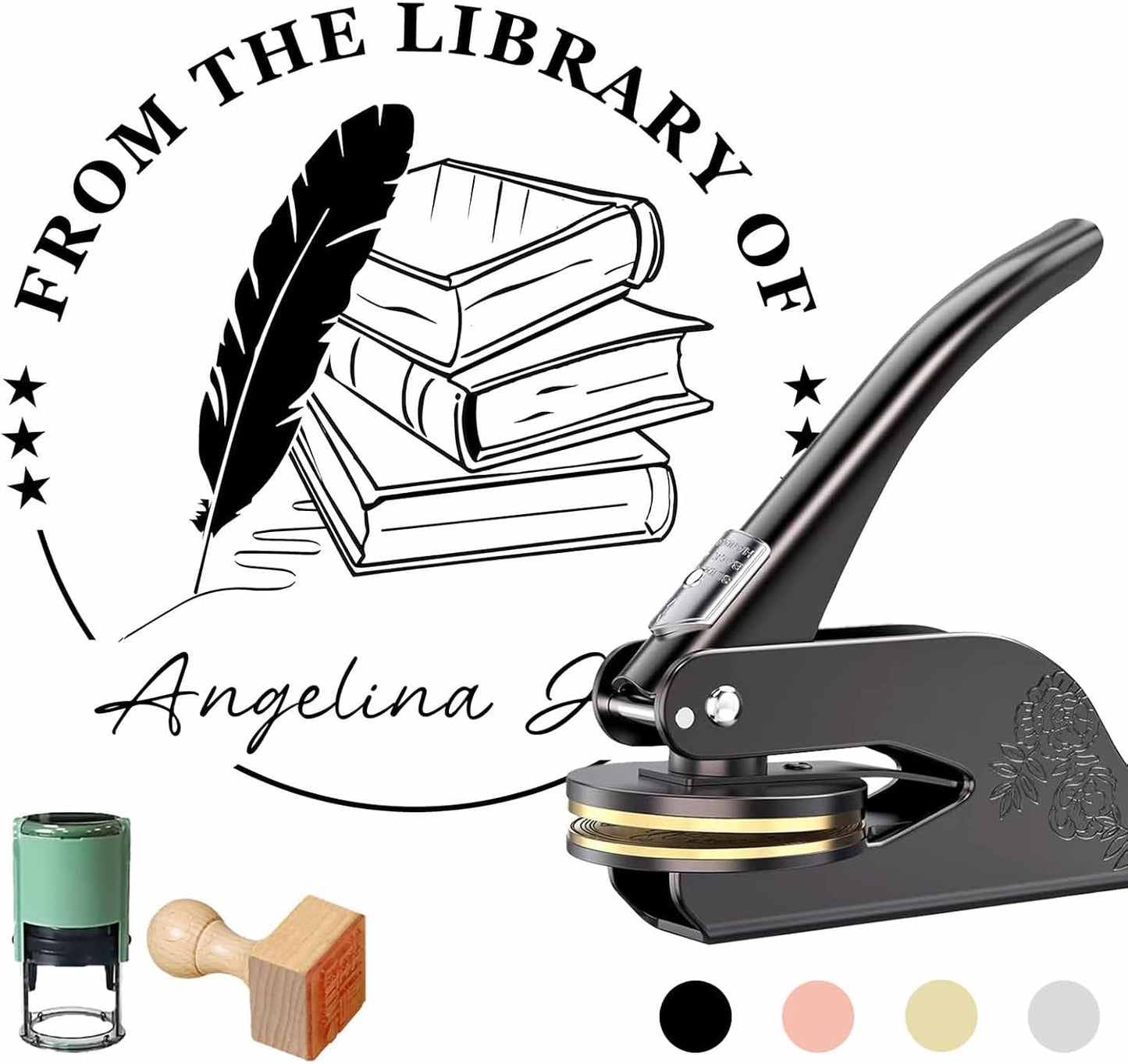 Book Embosser Personalized - Embosser Stamp Custom for Book, Cards, Paper, Napkins, Perfect for Book Lovers, Personal Library and Wedding, A Thoughtful Gift for Any Occasion - Books