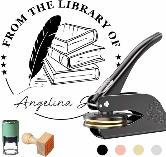 Book Embosser Personalized - Embosser Stamp Custom for Book, Cards, Paper, Napkins, Perfect for Book Lovers, Personal Library and Wedding, A Thoughtful Gift for Any Occasion - Books