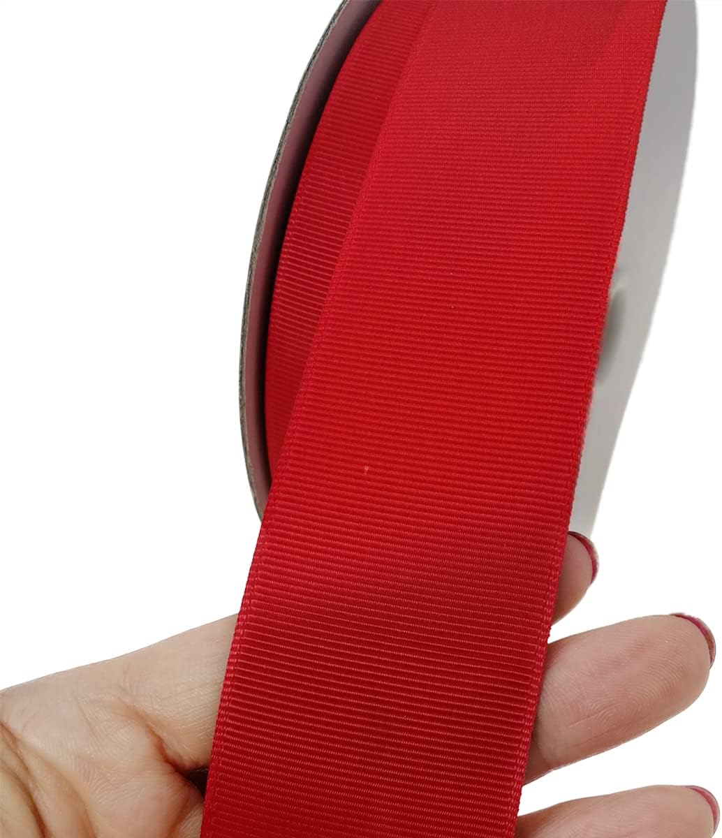 Jesep One Roll 50 Yards Soild Grosgrain Ribbon Boutique Gift Wrapping Package Ribbon, DIY Crafts Bow Hair Headband Accessories Assorted Ribbon#235(1 1/2" 38mm, Red)