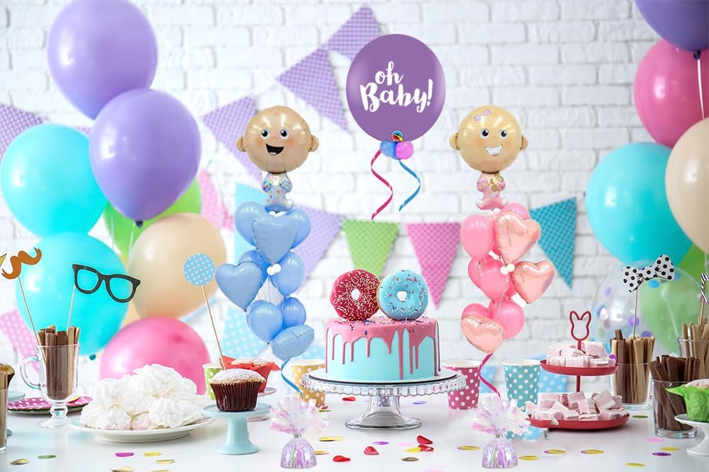 Metallic Balloon Weights, Birthday Party Favors, Novelty and Gag Gifts, 5.5" Inches, 12-Pack (Iridescent Pink)