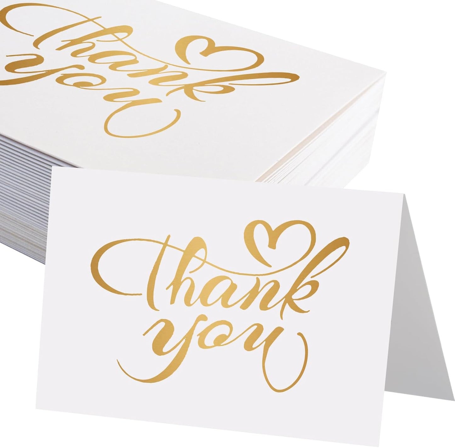 50 Pack 5x7 Thank You Cards, White Blank Card Stock Bulk, Thick Folded Heavy Card Paper, Thank You Notes for Wedding Invitation, Greeting Cards, Envelopes, Card Making Supplies (Cards Only)