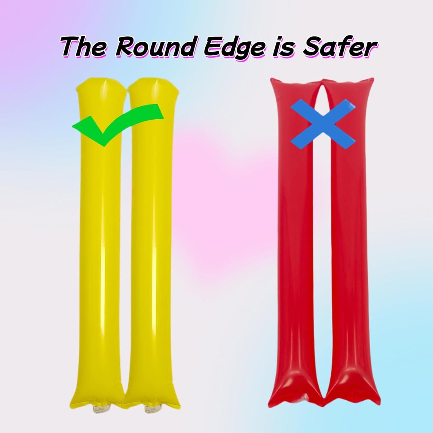 40pcs Round headTeam Spirit Boom Sticks Thunder Sticks Cheering Sticks Team Spirit Plastic Cheerleading Spirit Stick Clapper Inflatable Noise Maker Sports Supply (Yellow)