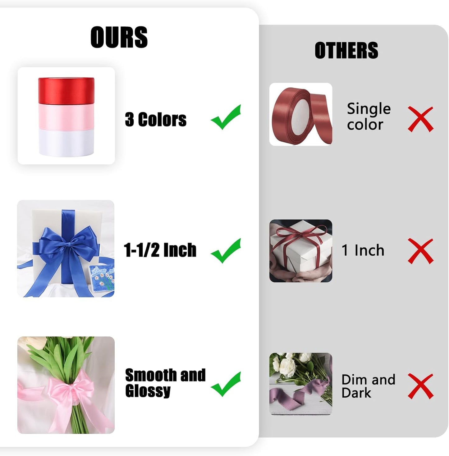 NESCCI 75 Yards Ribbon,1-1/2 Inch Satin Ribbon,Single Face Satin Ribbons,Perfect for Gift Wrapping,Wedding Decoration,Handmade Bows,Wrapping Bouquet, Halloween, Christmas