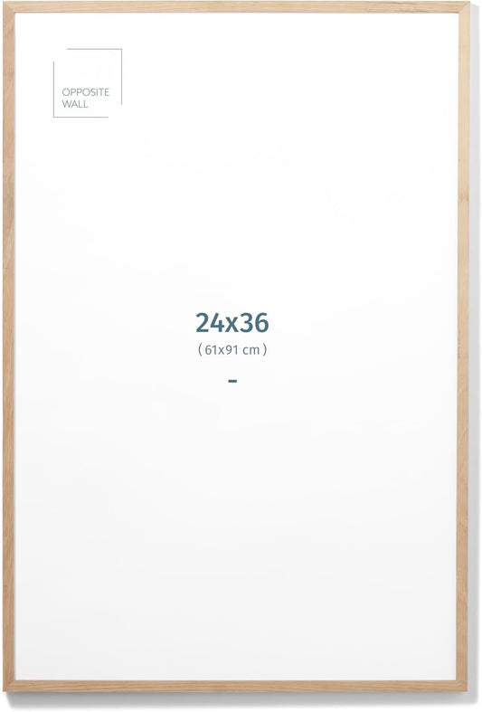 Opposite Wall - 24x36 in - Natural Solid Oak Wood Picture Frame - Lightweight, Versatile & Shatterproof - Large Wall Hanging Photo or Poster Frame - Wall Decor for Office, Gallery & Home
