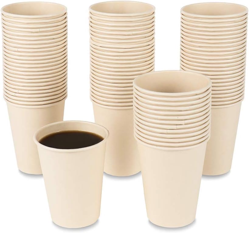 160 Count 15 oz Disposable Coffee Cups Paper Cups, Plant Fiber Cups Brown Hot Cups Hot Tea hot Drink Water cups