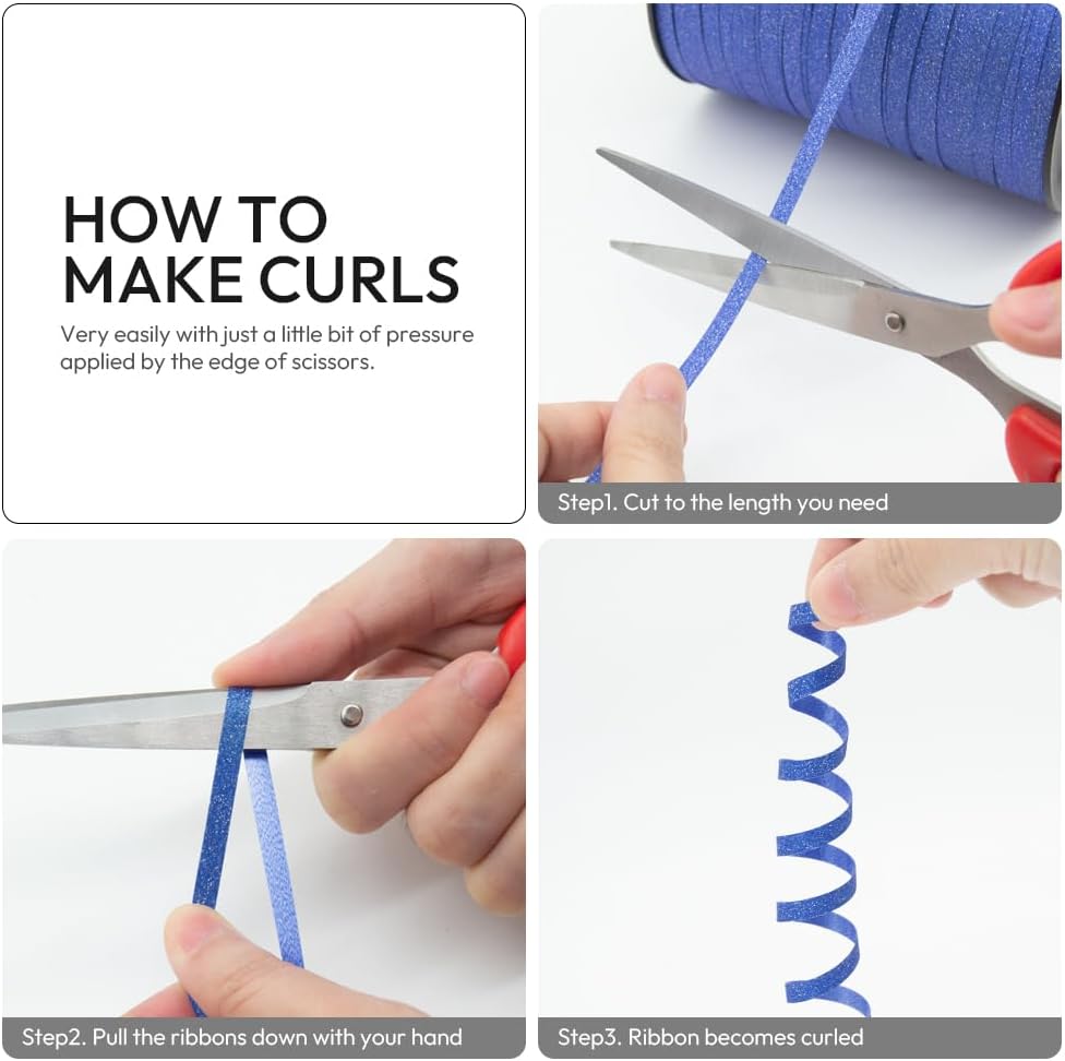 KMER LIFE Purple Glitter Curling Ribbon, 1/5" Wide x 500 Yards Christmas Curling Ribbons for Gift Wrapping, Party Decoration, Balloon String, Crafting, Balloon Ribbons for Florist Flower (1 Roll)