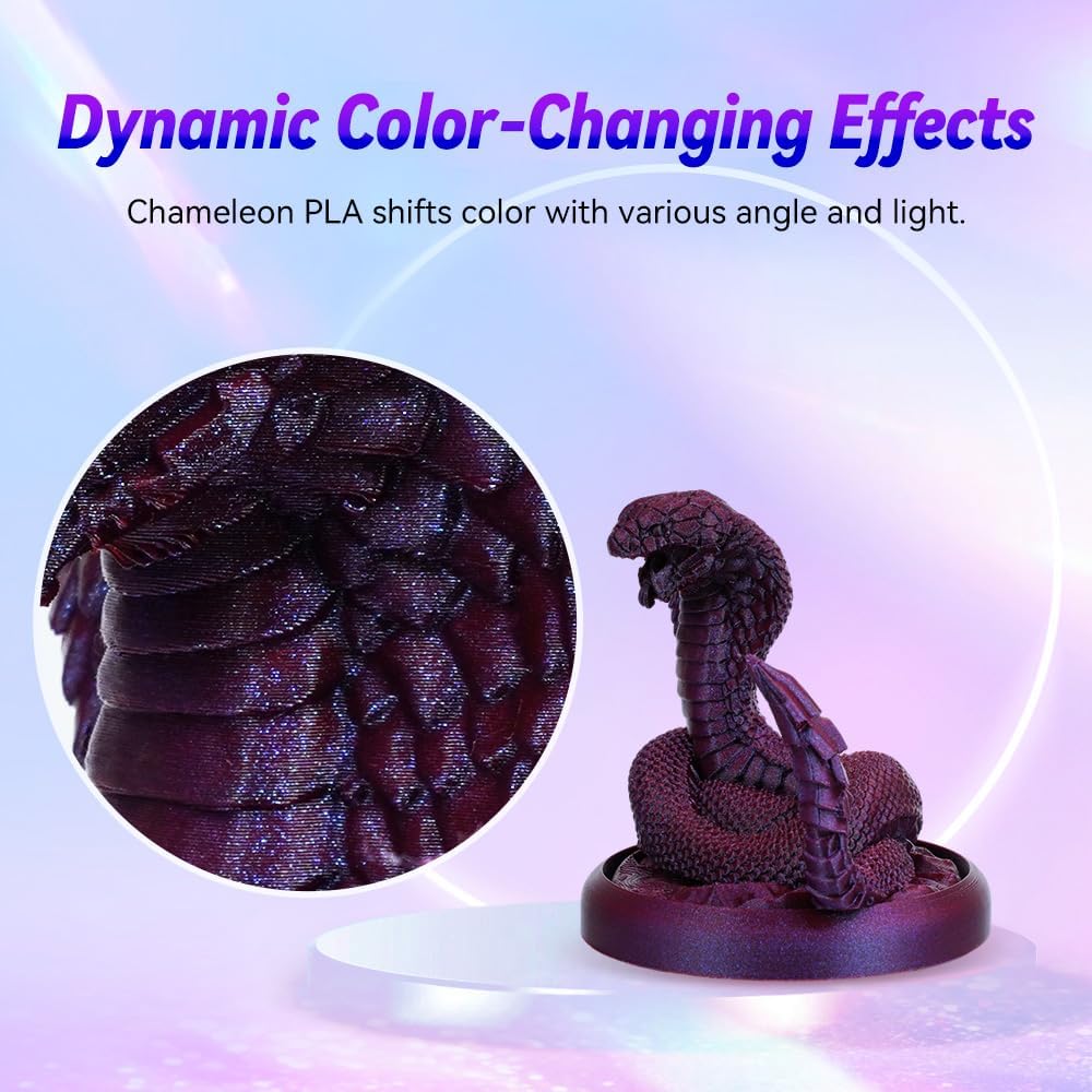 FLASHFORGE 3D Printer Filament, Chameleon PLA Color Shift Filament 1.75mm, Changes Color with Light and Angles, 1KG Spool (2.2lbs), Dimensional Accuracy +/- 0.02mm (Marsala)