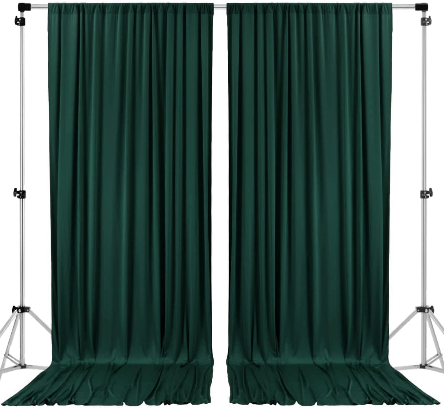 AK TRADING CO. 10 feet x 10 feet Black Polyester Backdrop Drapes Curtains Panels with Rod Pockets - Wedding Ceremony Party Home Window Decorations Hunter Green