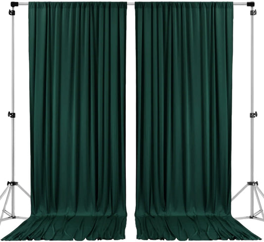 AK TRADING CO. 10 feet x 10 feet Black Polyester Backdrop Drapes Curtains Panels with Rod Pockets - Wedding Ceremony Party Home Window Decorations Hunter Green