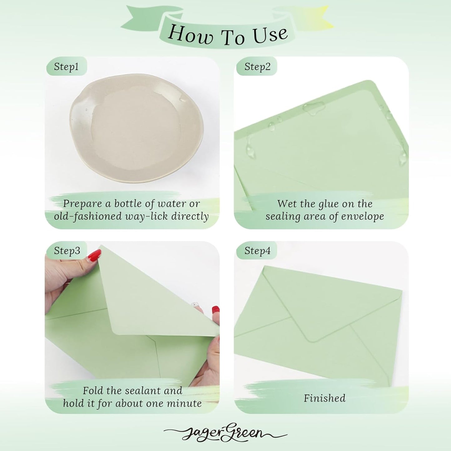 50 Pack 5x7 Envelopes Letter Size, Green A7 Envelopes Self Seal for Wedding Invitation, Envelope 5.4x7.6 for Greeting Cards, Photos, Baby Shower, Graduation, Thank You Cards, Announcements